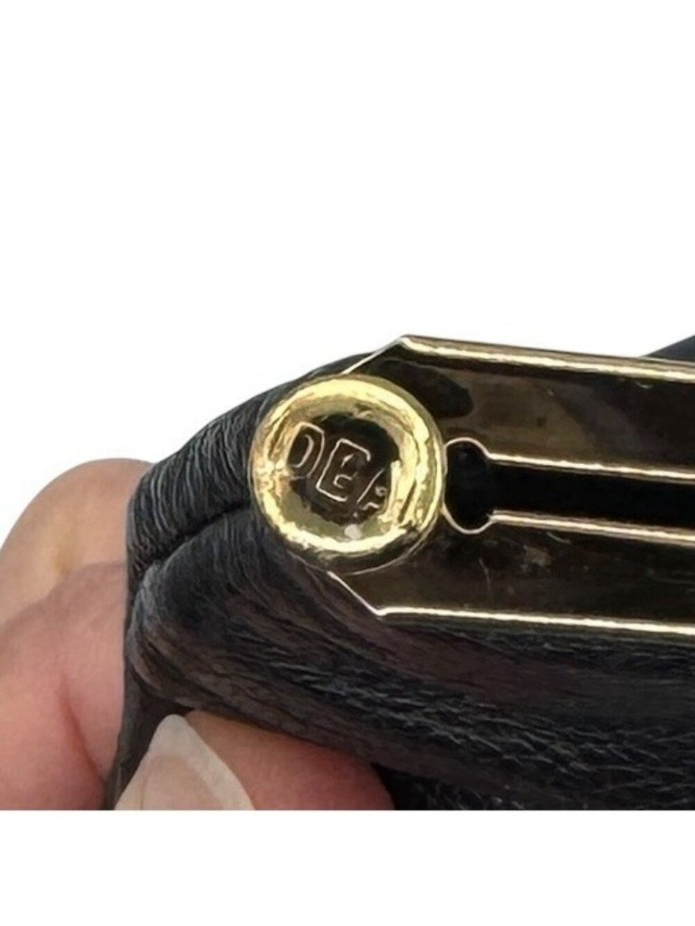Vintage Mid Century Black Leather Frame Purse Gold Chain Strap Mad Men Style - Picture 16 of 16